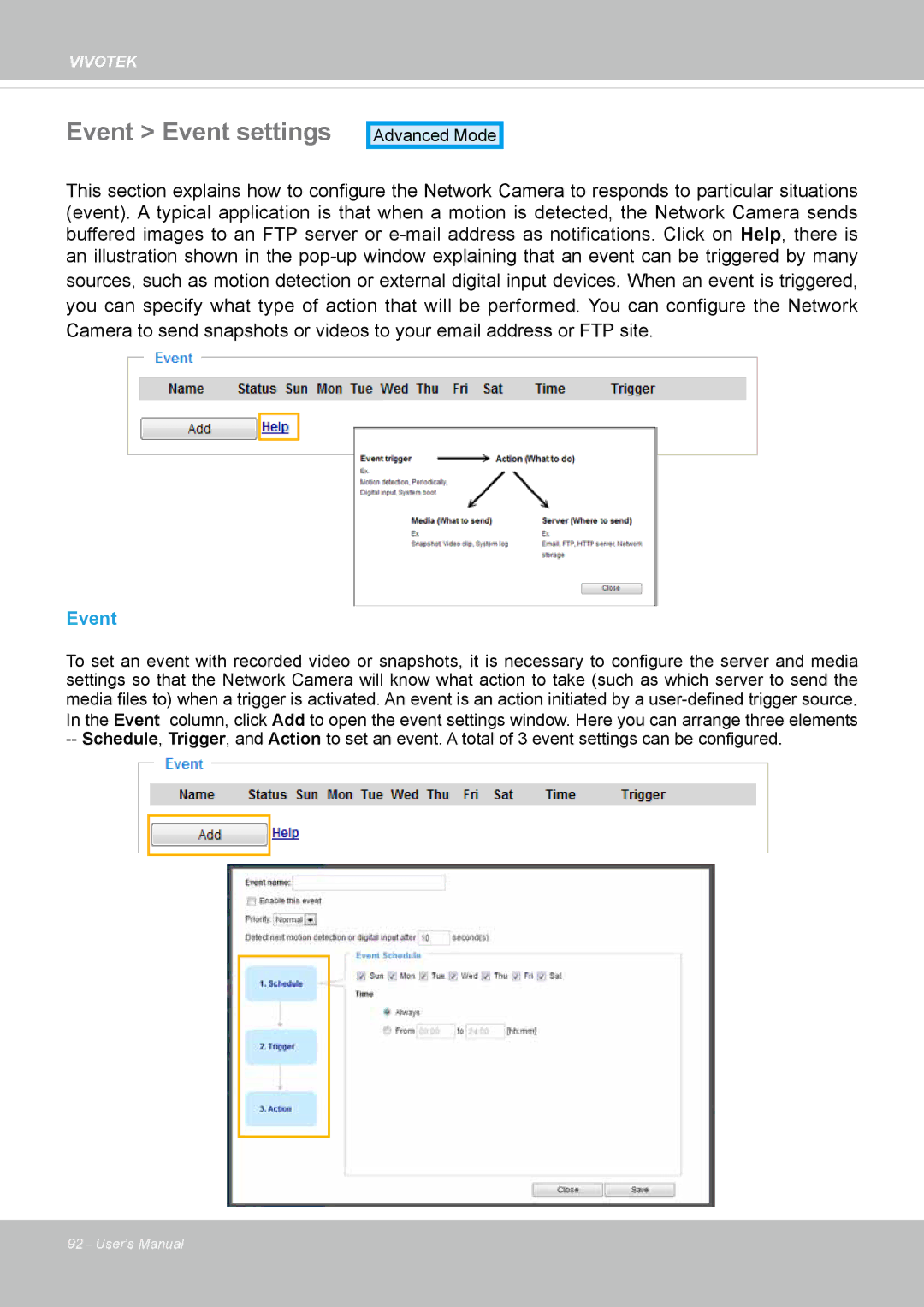 Vivotek IP8130 user manual Event Event settings 