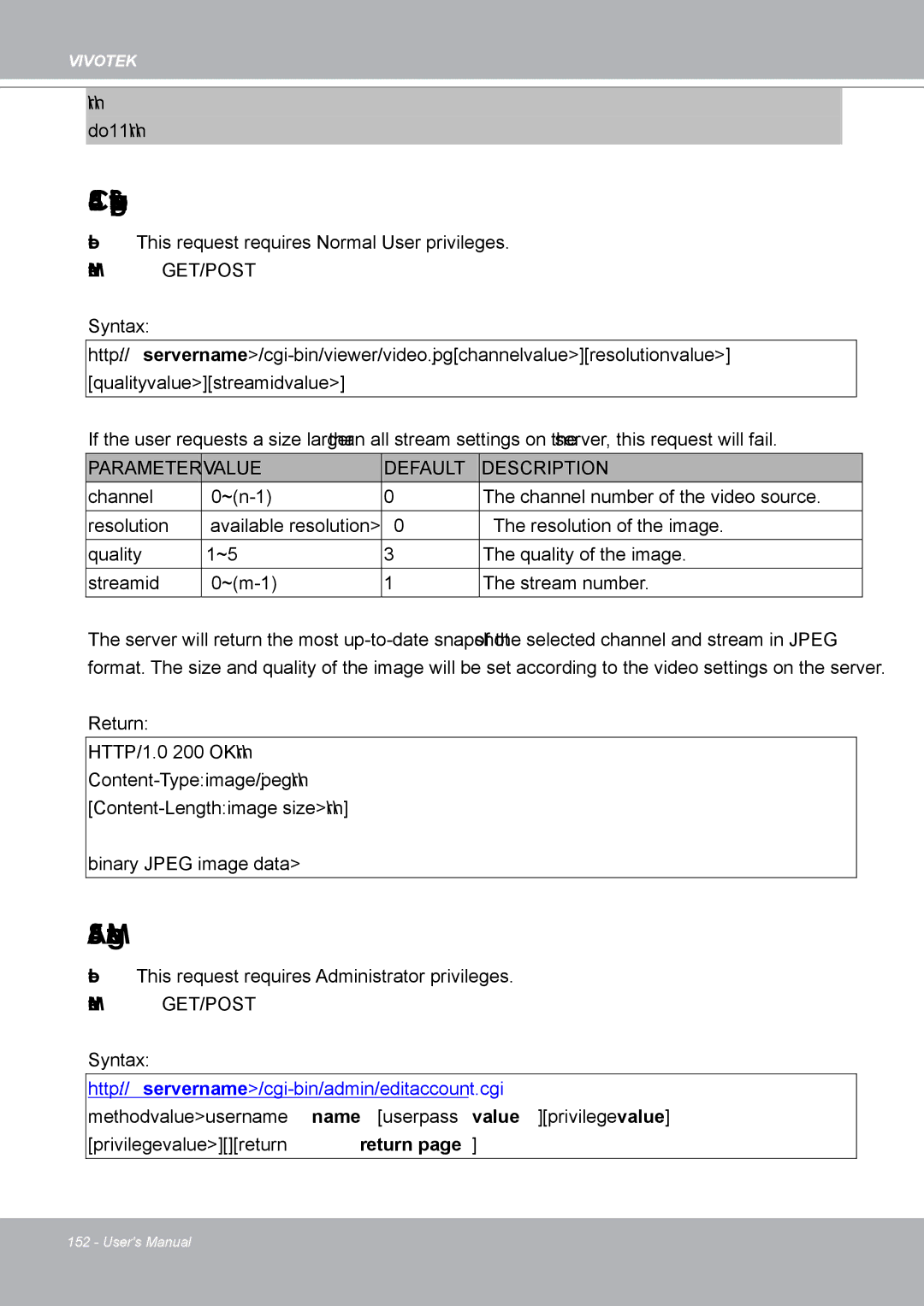 Vivotek IP8132 manual Capture Single Snapshot, Account Management, r\n Do1=1\r\n, Syntax 