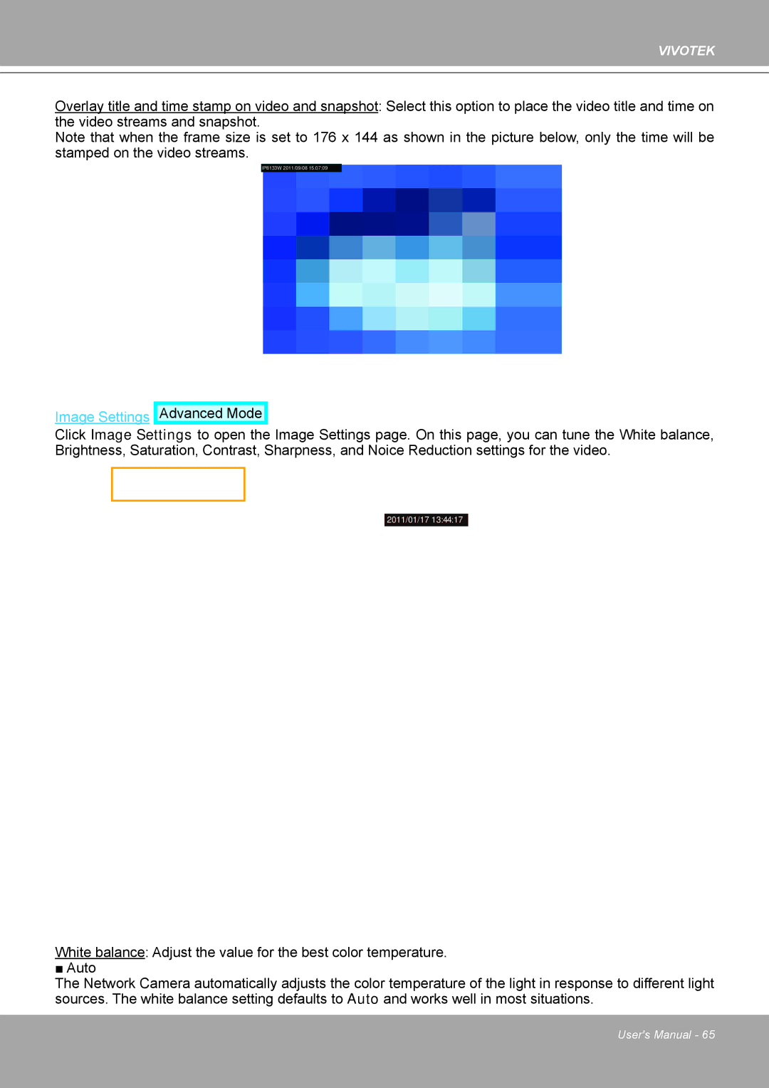 Vivotek IP8132 manual Image Settings 