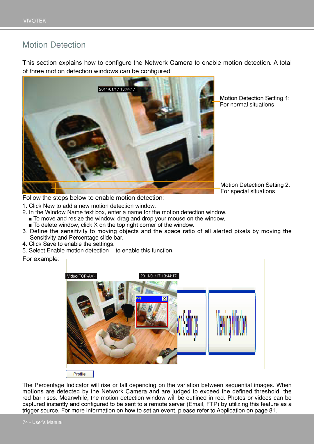 Vivotek IP8132 manual Motion Detection 