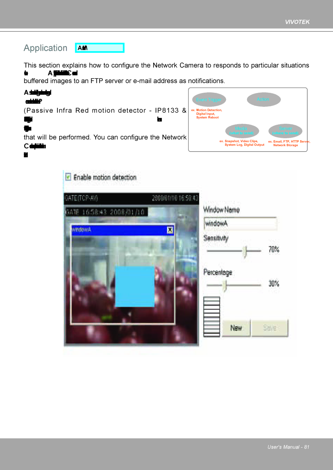 Vivotek IP8132 manual Application, Event Trigger 