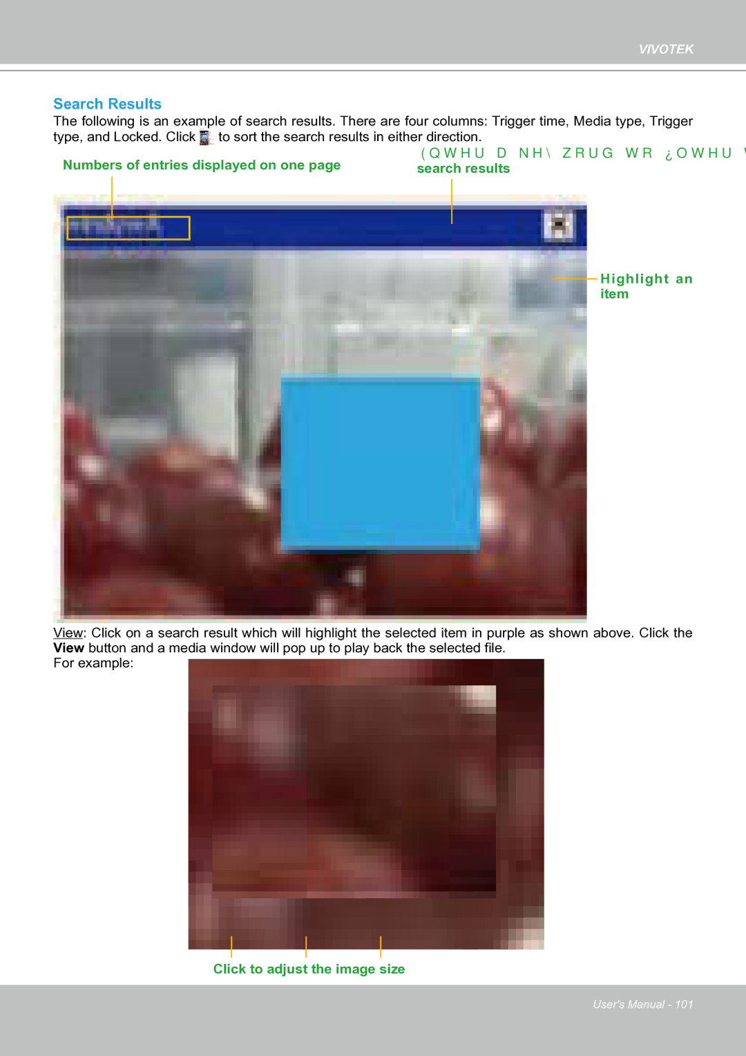 Vivotek IP8151 manual Search Results, Click to adjust the image size 