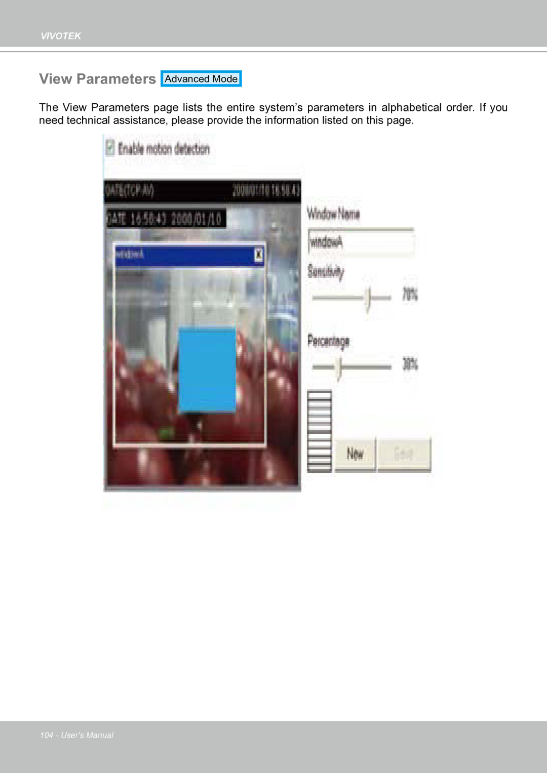 Vivotek IP8151 manual View Parameters 