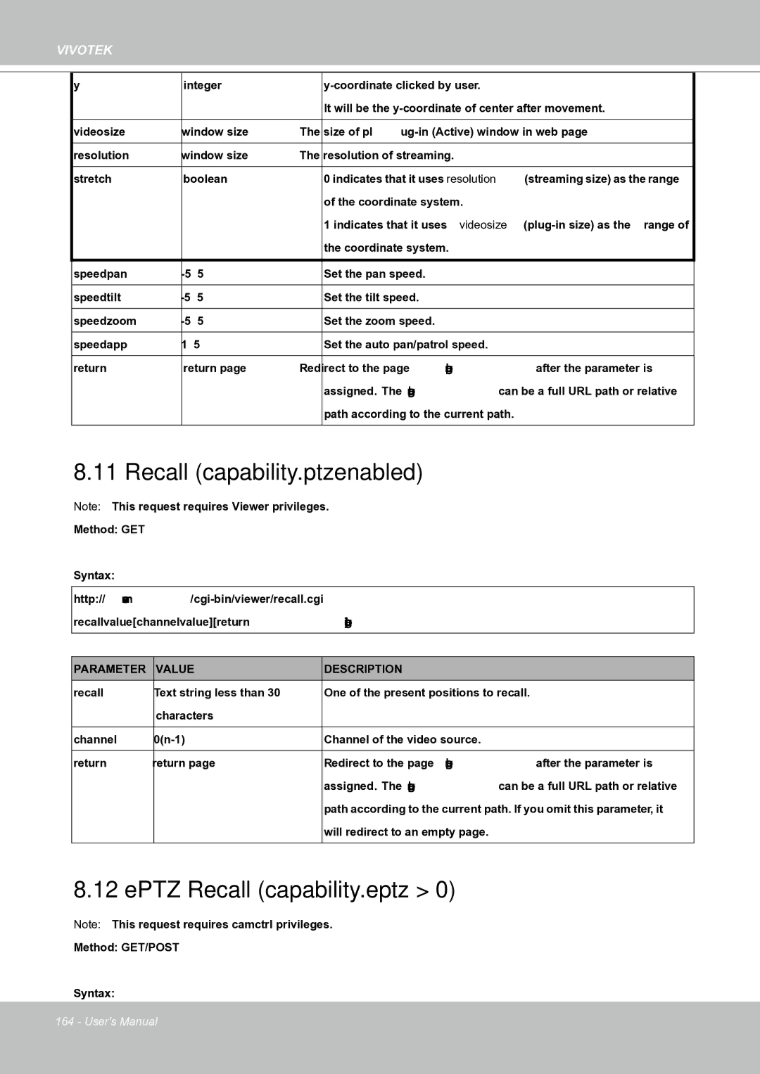 Vivotek IP8151 manual Recall capability.ptzenabled, EPTZ Recall capability.eptz 