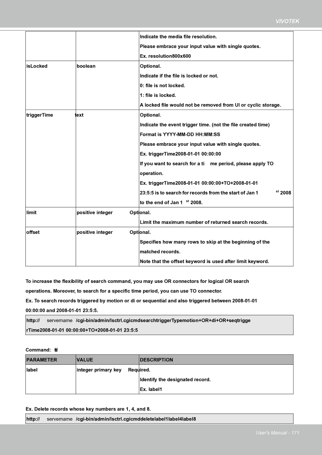 Vivotek IP8151 manual Indicate the media file resolution 