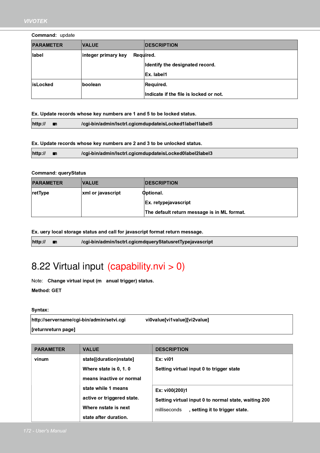 Vivotek IP8151 manual Virtual input capability.nvi 