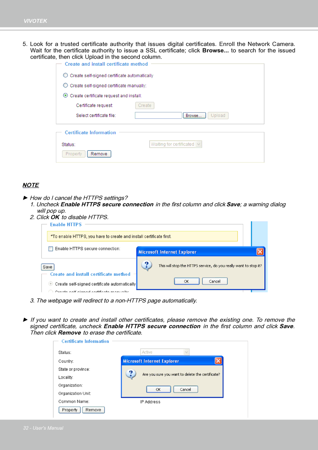 Vivotek IP8151 manual How do I cancel the Https settings? 