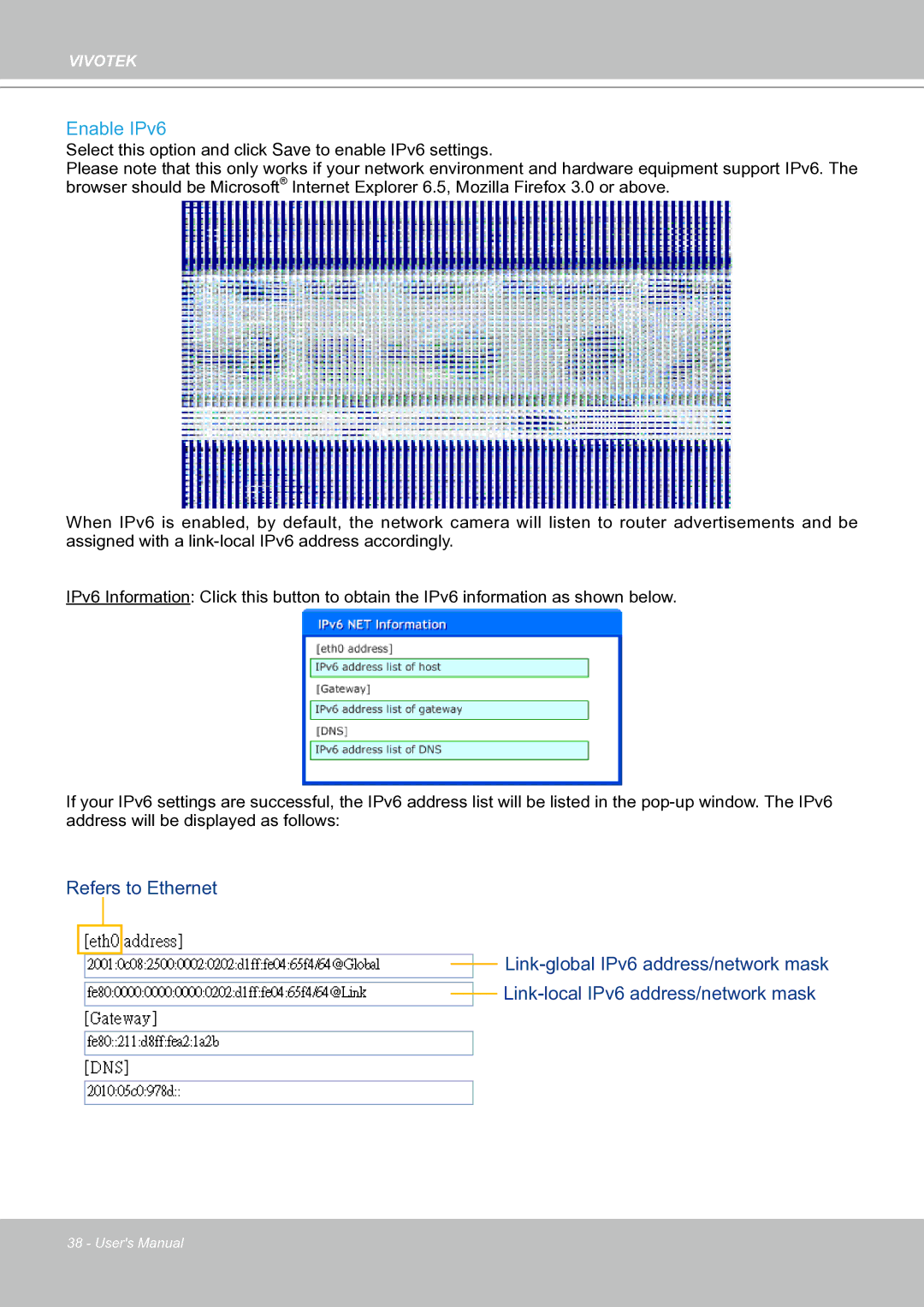 Vivotek IP8151 manual Enable IPv6 