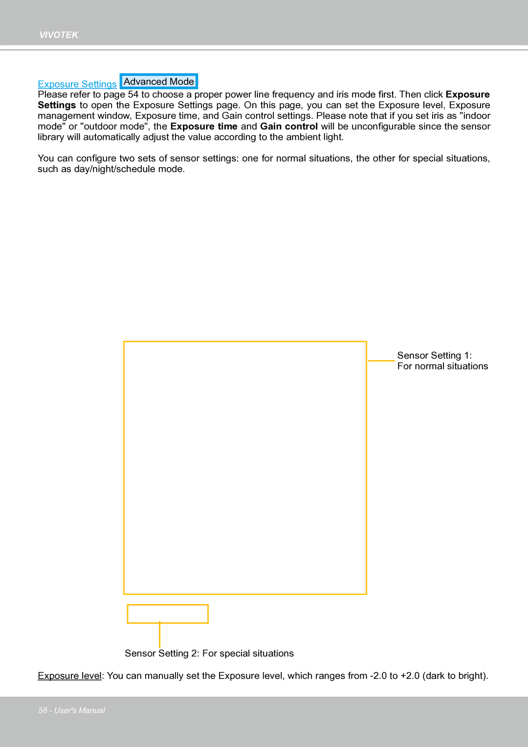 Vivotek IP8151 manual Exposure Settings Advanced Mode 