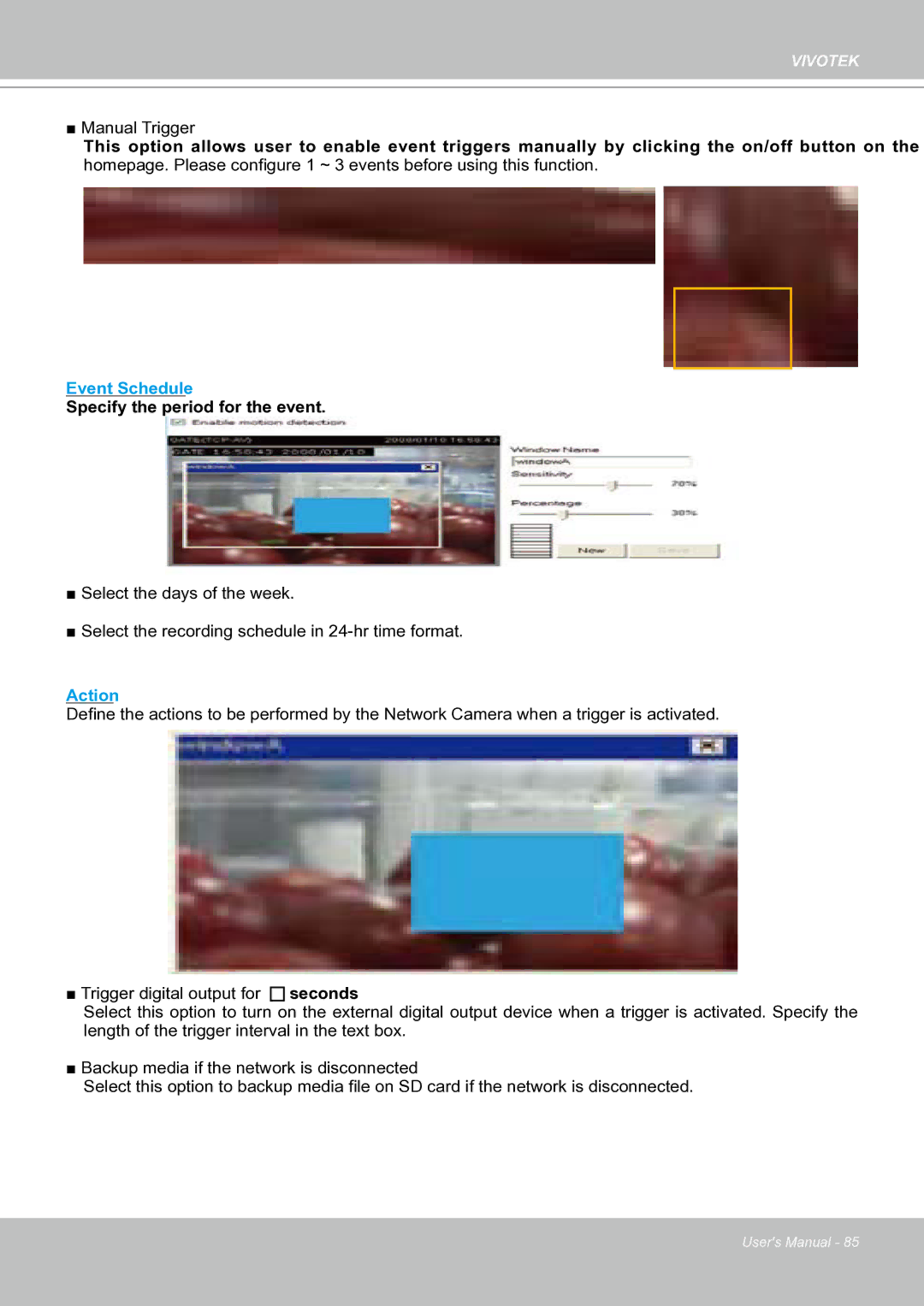 Vivotek IP8151 manual Event Schedule 