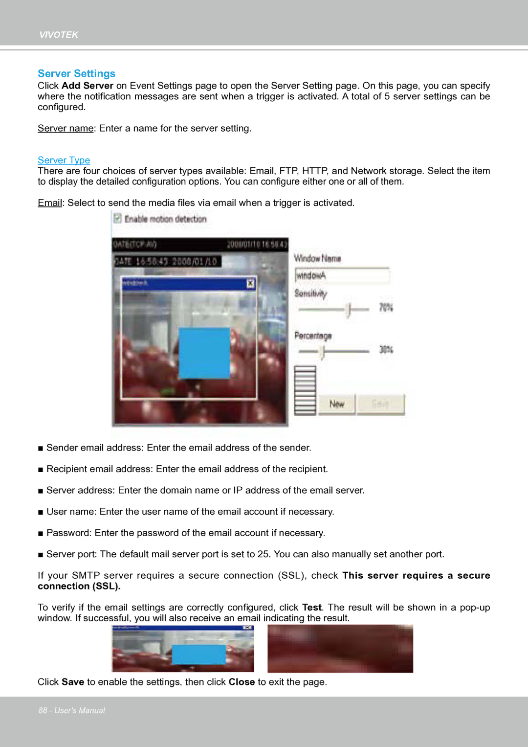 Vivotek IP8151 manual Server Settings, Server Type 