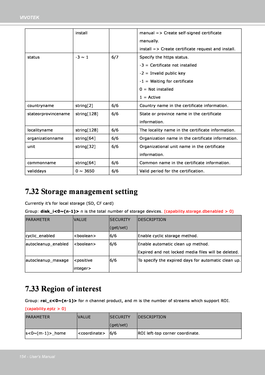 Vivotek IP8151 manual Storage management setting, Region of interest, Vivotek, Users Manual 