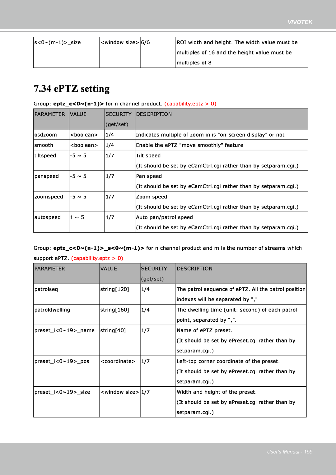 Vivotek IP8151 manual ePTZ setting, Vivotek, Users Manual 