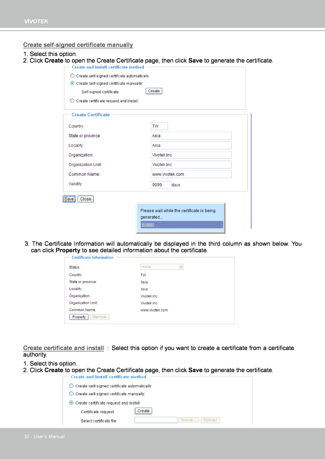 Vivotek IP8151 Create self-signedcertificate manually 