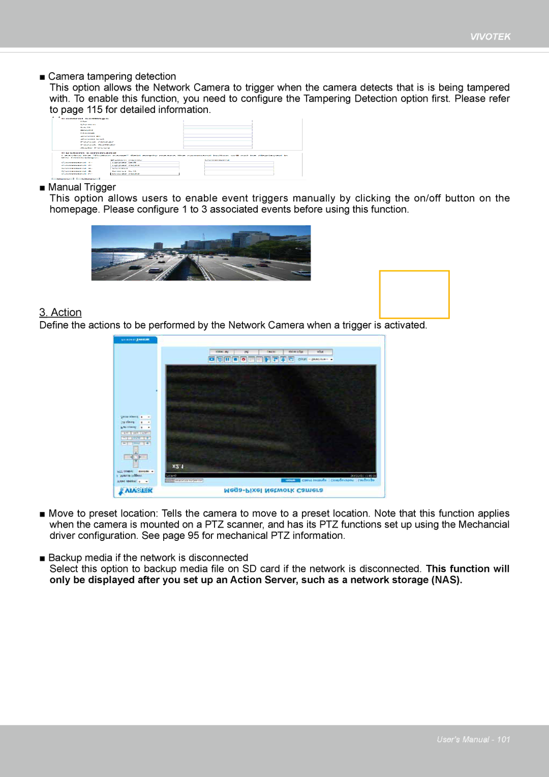 Vivotek IP8152 user manual Action 