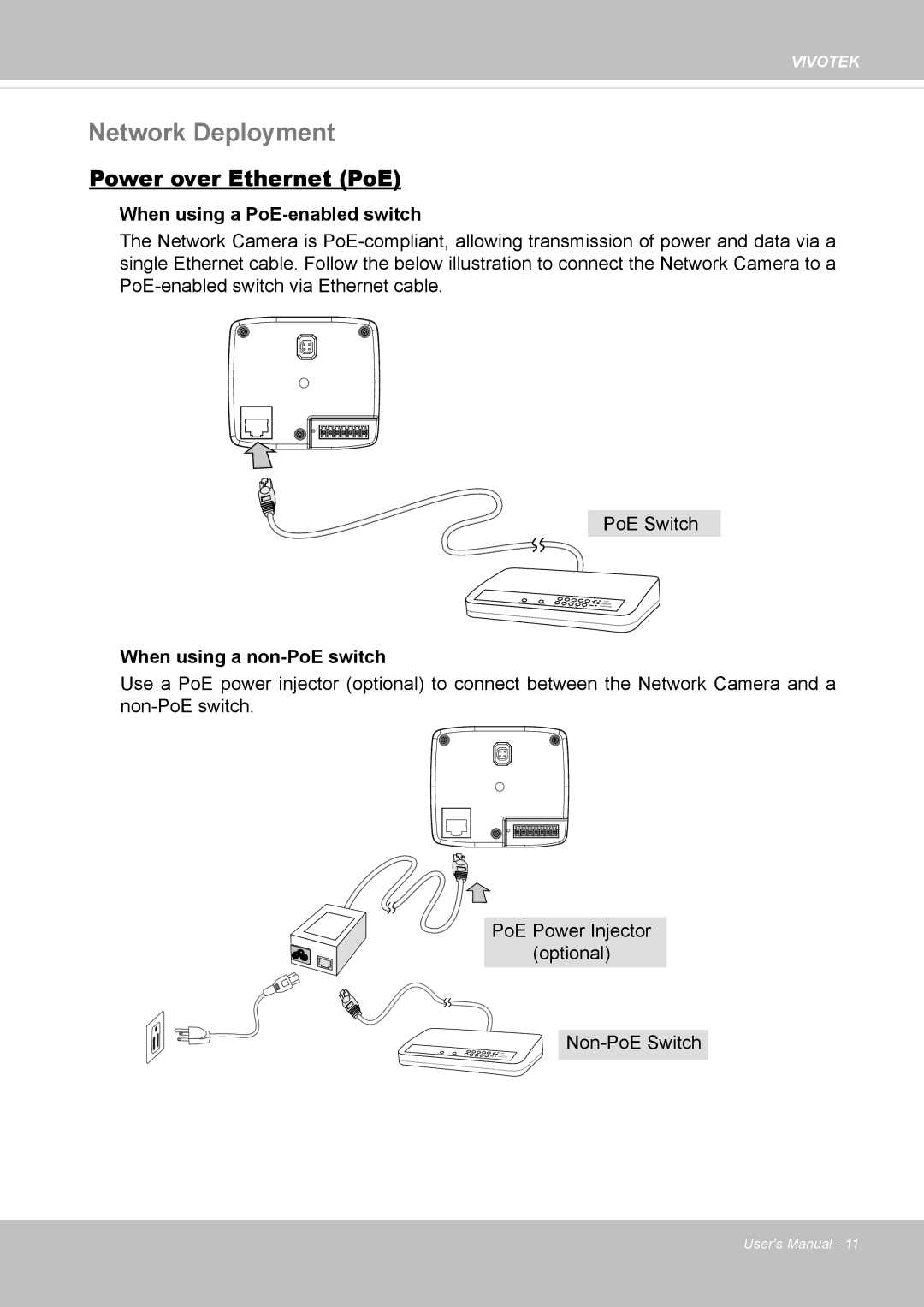 Vivotek IP8152 user manual Network Deployment, Power over Ethernet PoE 