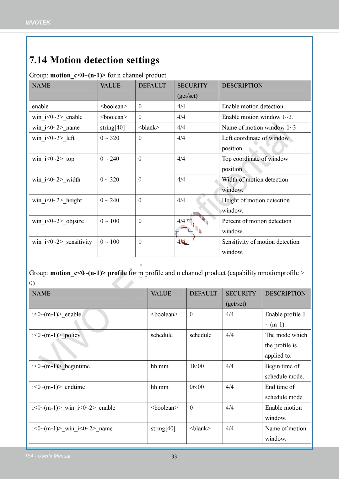 Vivotek IP8152 user manual Motion detection settings, Group motionc0~n-1for n channel product 