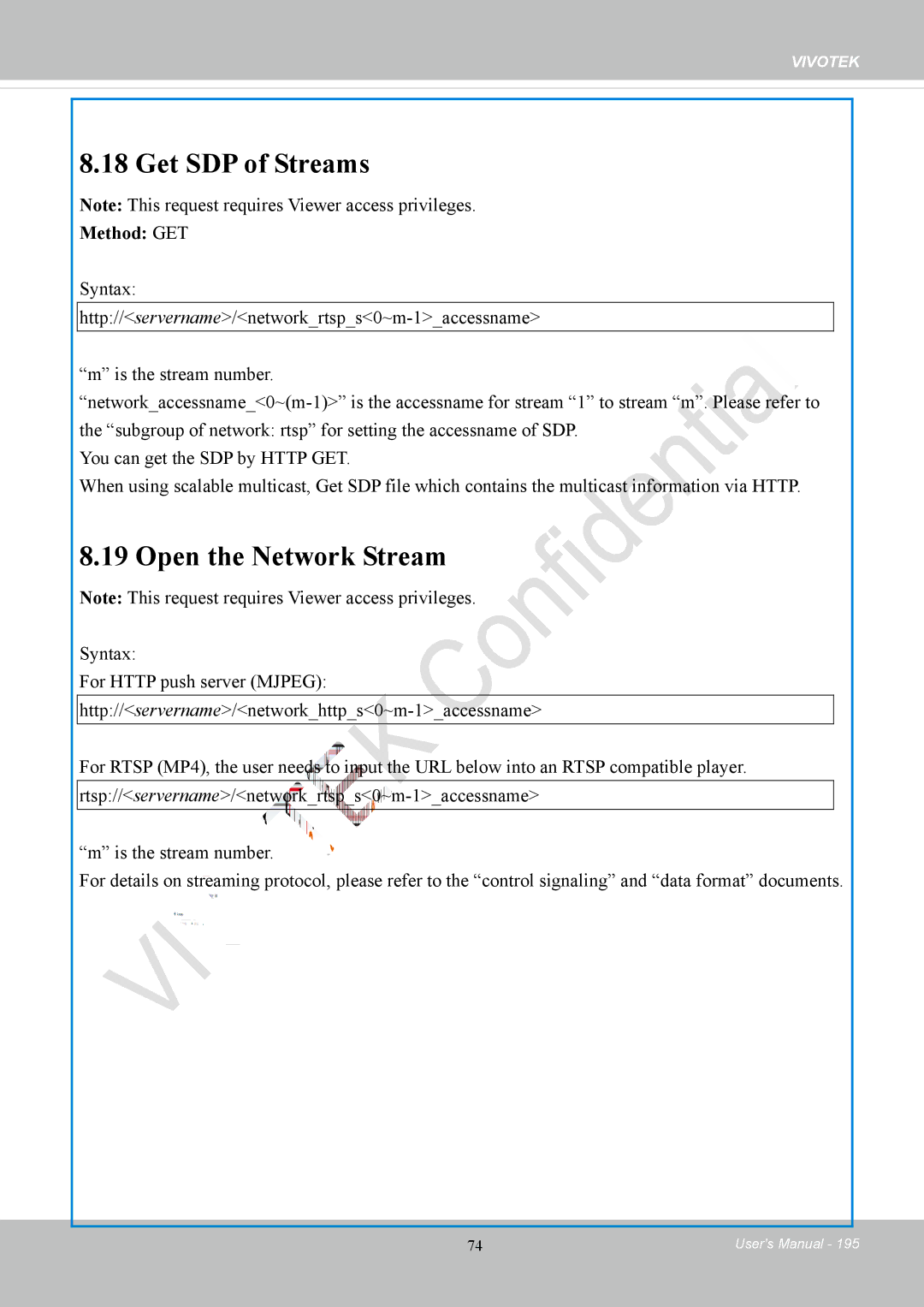 Vivotek IP8152 user manual Get SDP of Streams, Open the Network Stream 