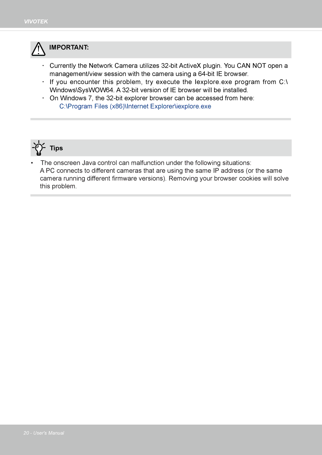 Vivotek IP8152 user manual Tips 