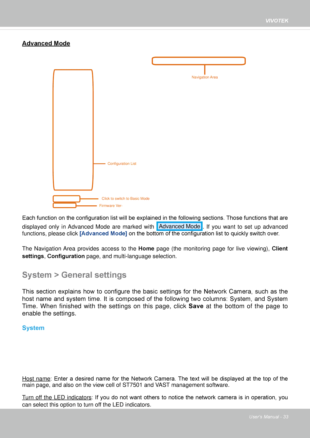 Vivotek IP8152 user manual System General settings 