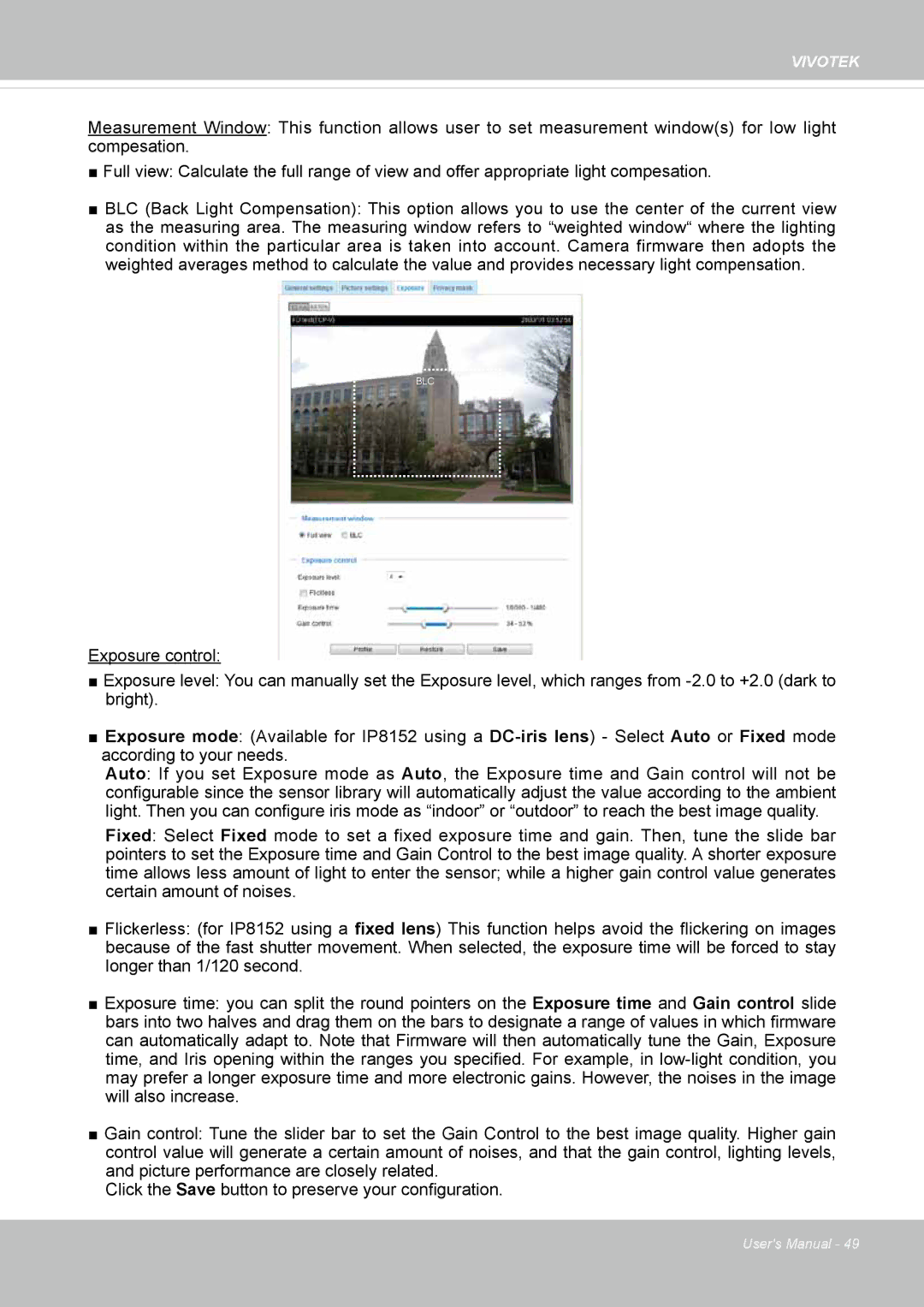 Vivotek IP8152 user manual Blc 