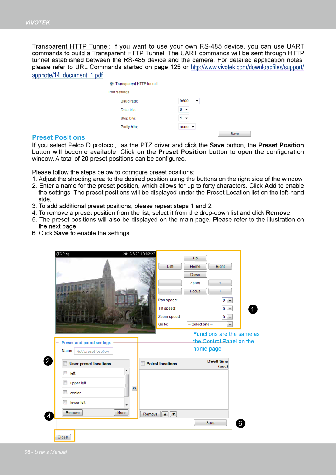 Vivotek IP8152 user manual Preset Positions 