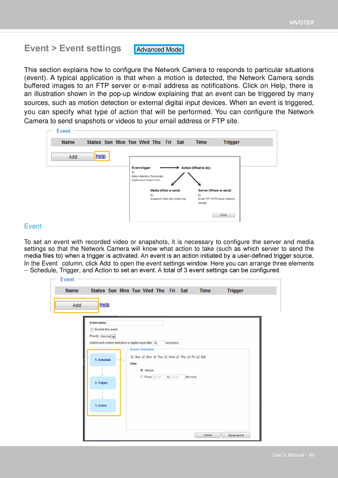 Vivotek IP8152 user manual Event Event settings 