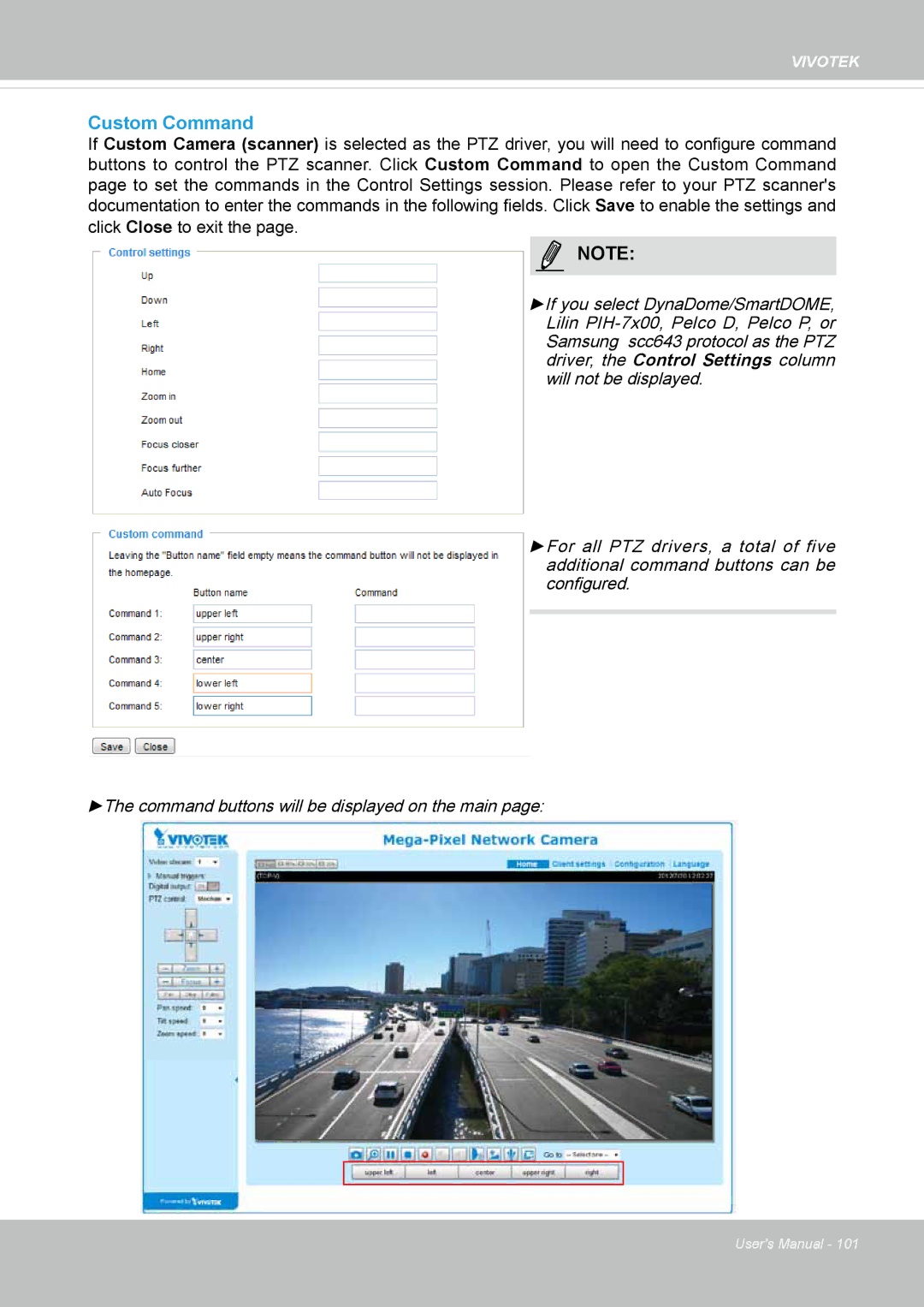 Vivotek 65HP, IP8155 user manual Custom Command 