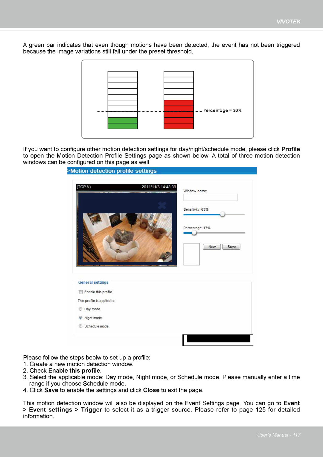 Vivotek 65HP, IP8155 user manual Percentage = 30% 