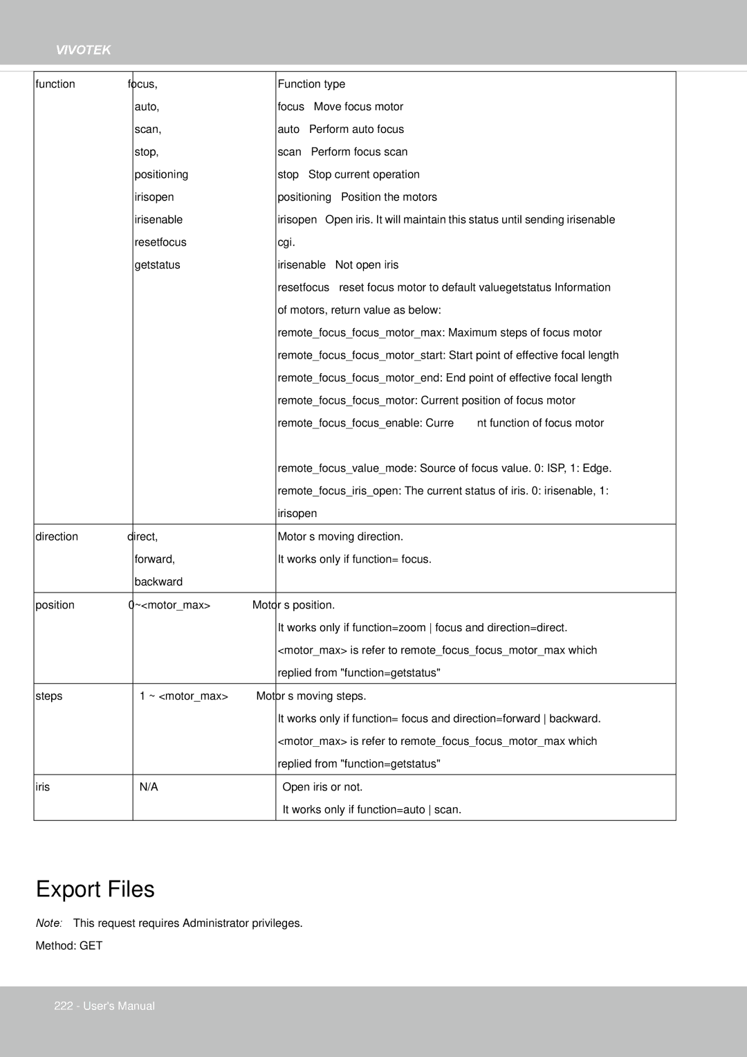 Vivotek IP8155, 65HP user manual Export Files 