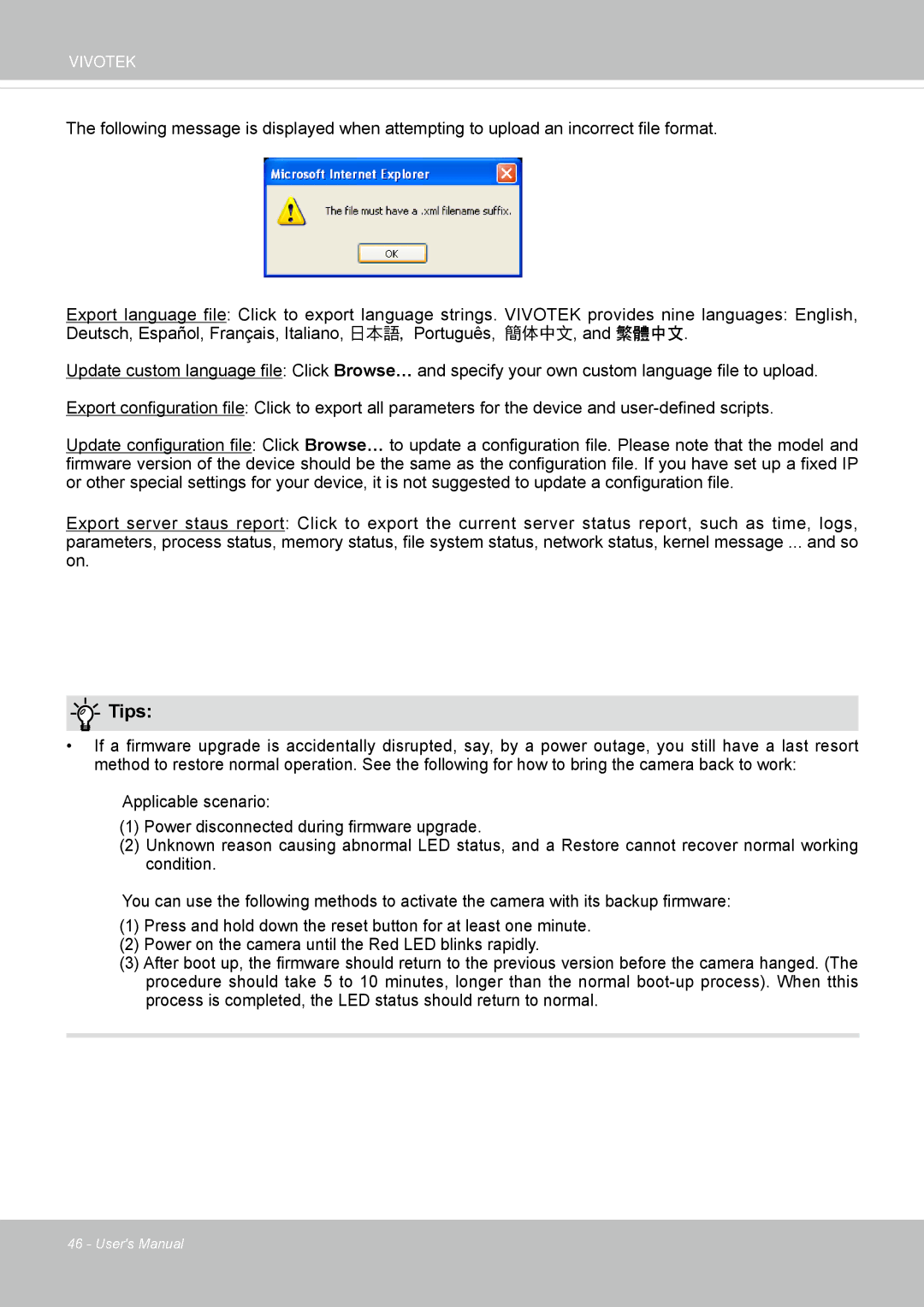 Vivotek IP8155, 65HP user manual Tips 