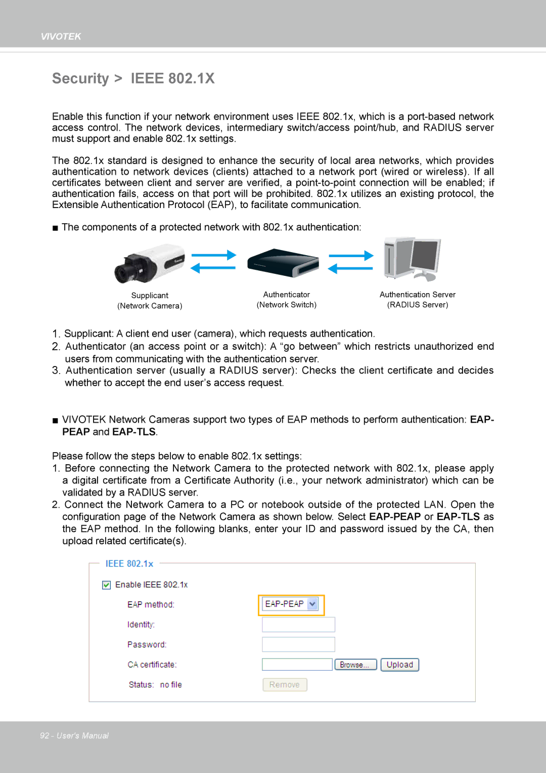 Vivotek IP8155, 65HP user manual Security Ieee 