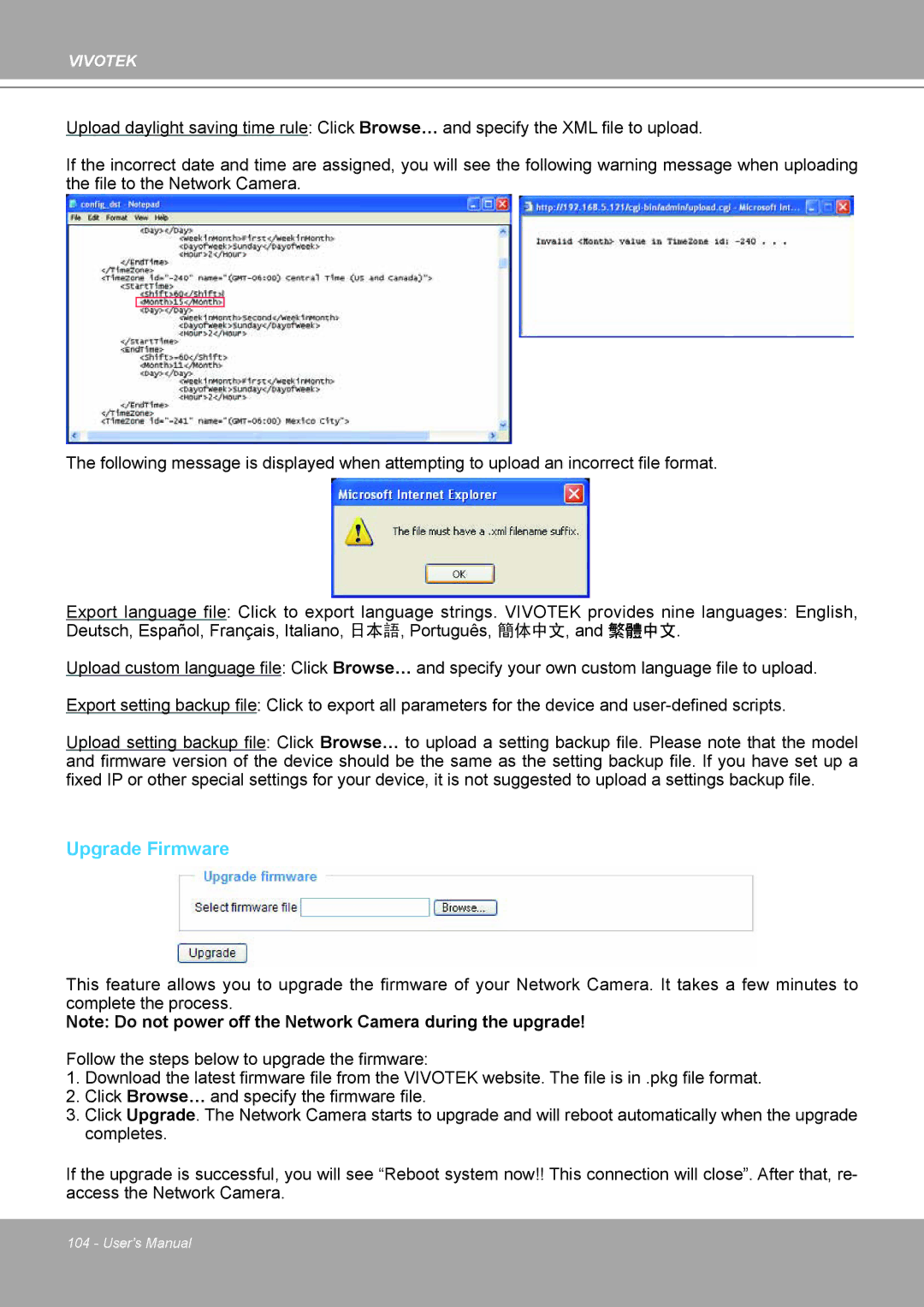 Vivotek IP8161 manual Upgrade Firmware 