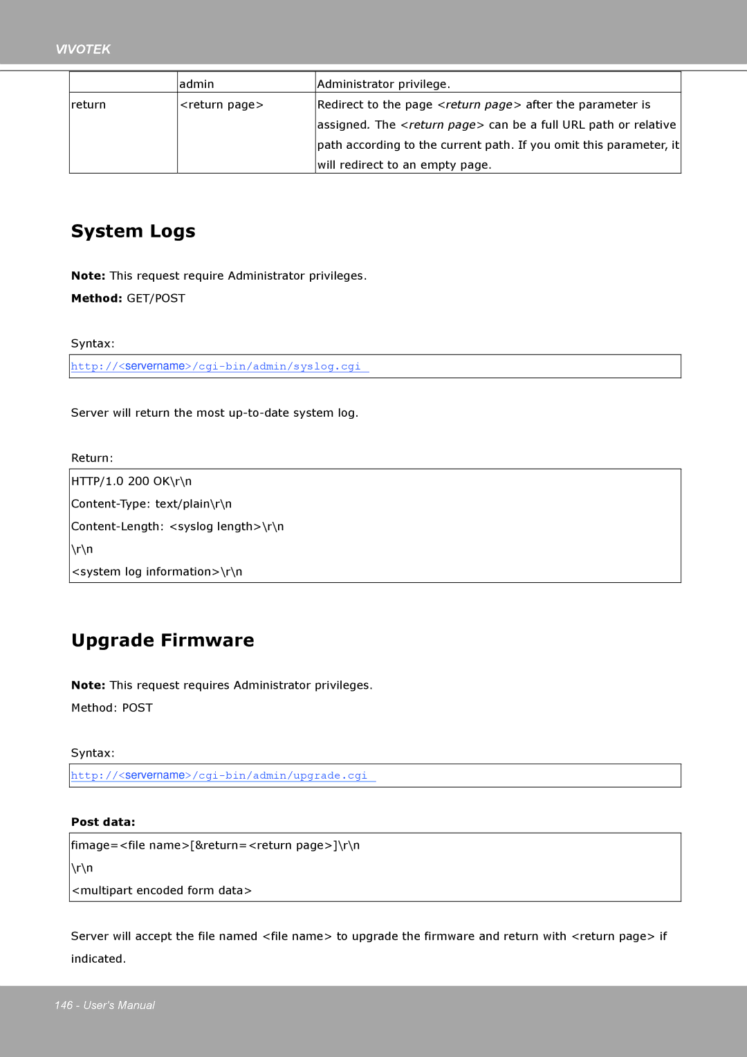 Vivotek IP8161 manual System Logs, Upgrade Firmware 