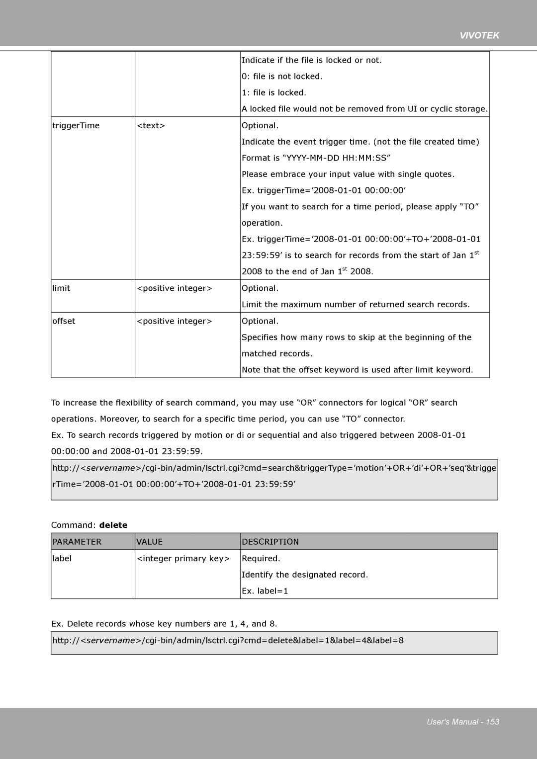 Vivotek IP8161 manual Indicate if the file is locked or not 