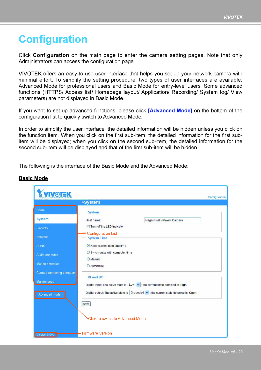 Vivotek IP8161 manual Configuration 