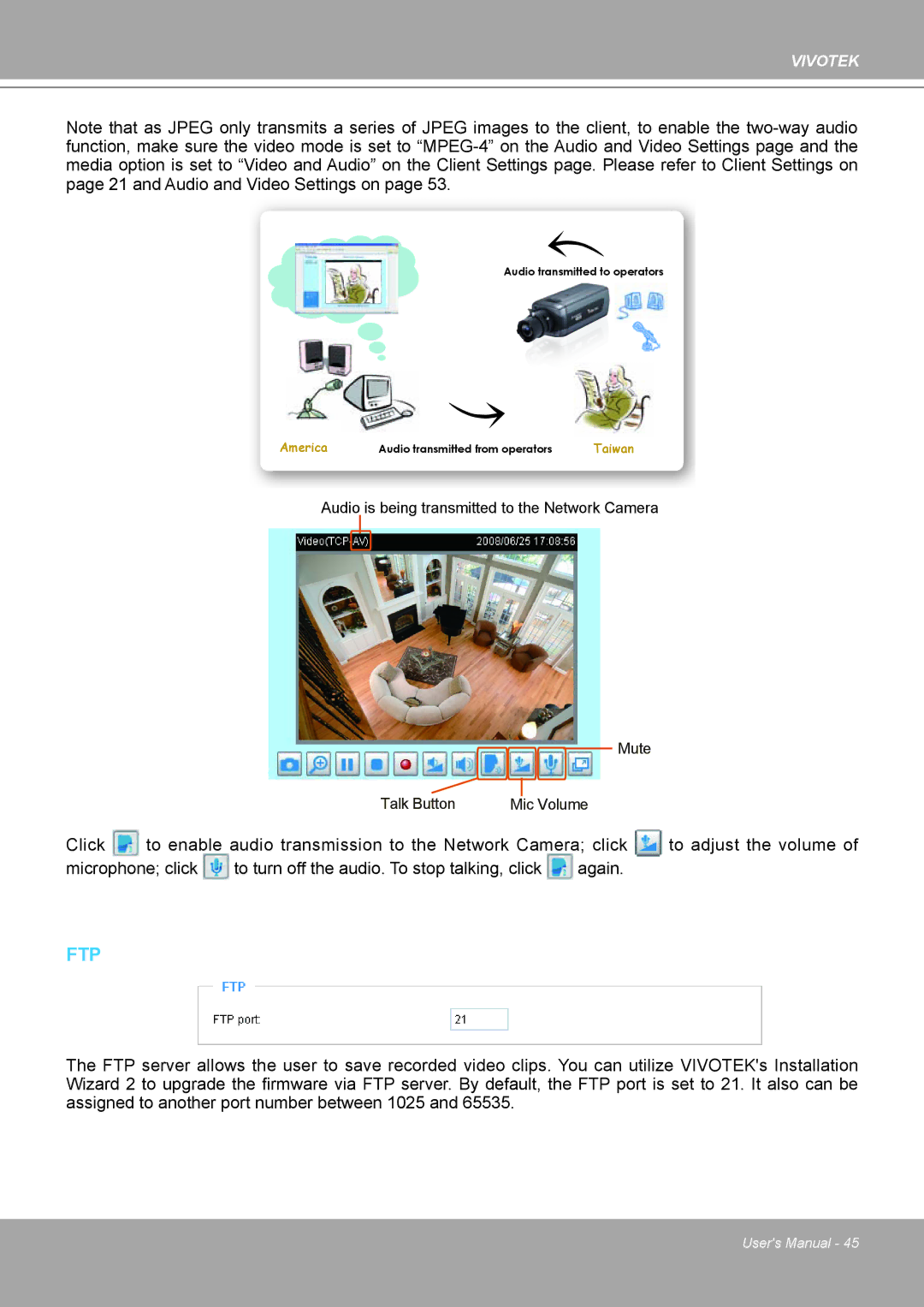 Vivotek IP8161 manual Ftp 