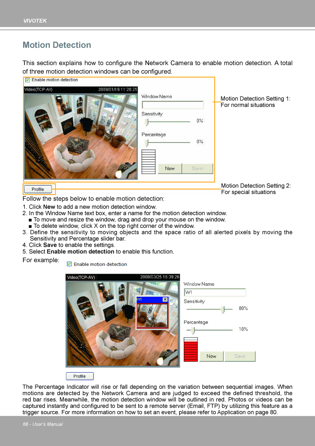 Vivotek IP8161 manual Motion Detection 