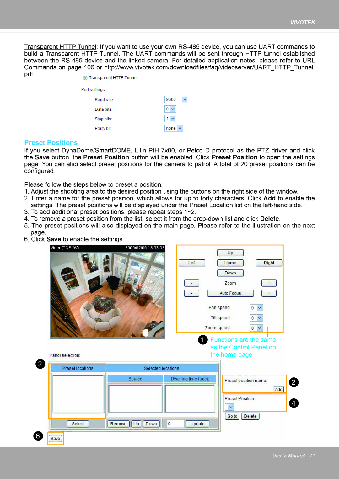 Vivotek IP8161 manual Preset Positions 