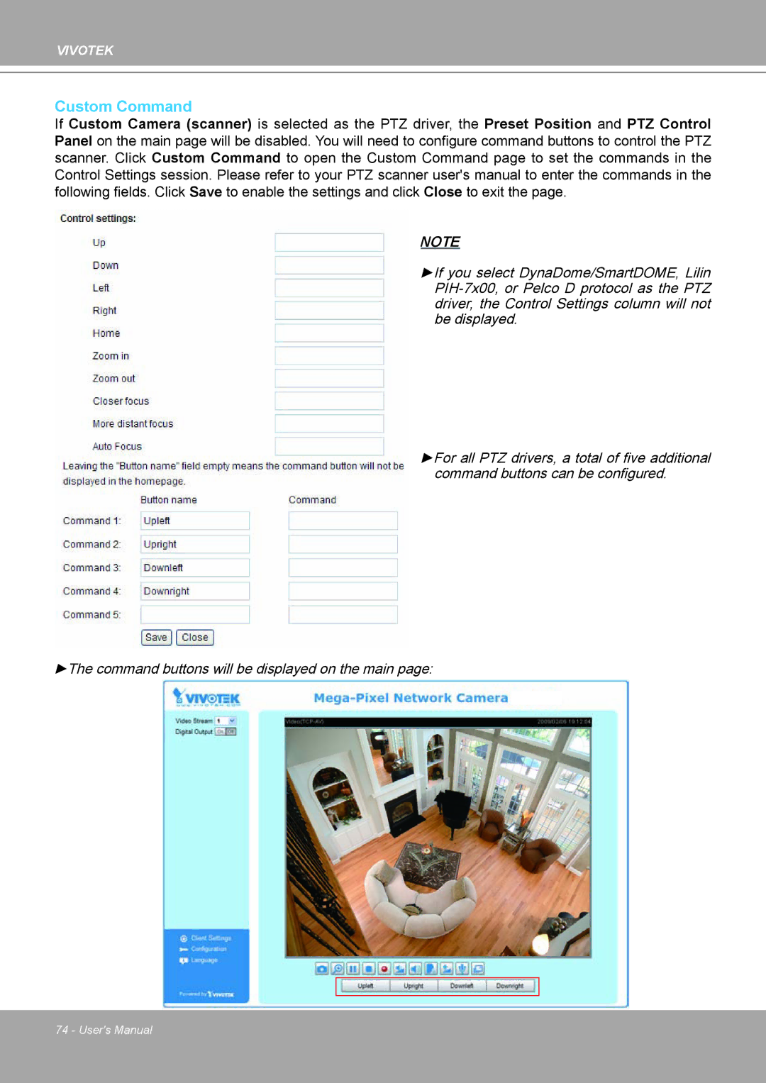 Vivotek IP8161 manual Custom Command 