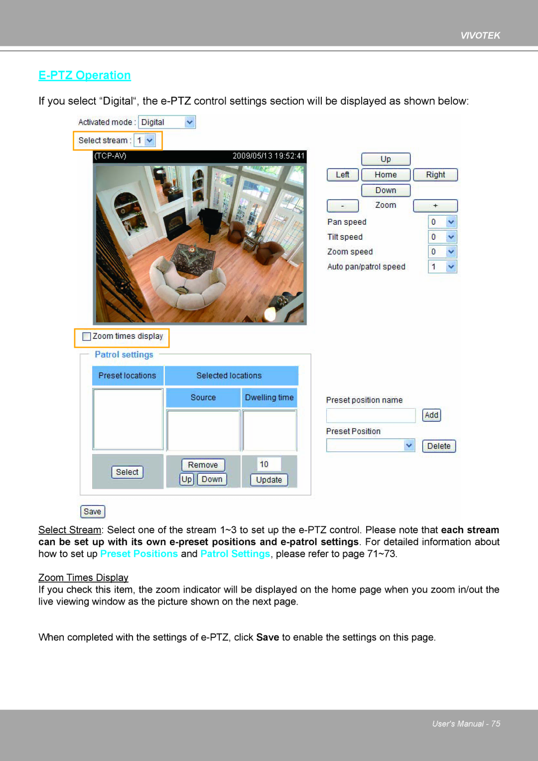 Vivotek IP8161 manual PTZ Operation 