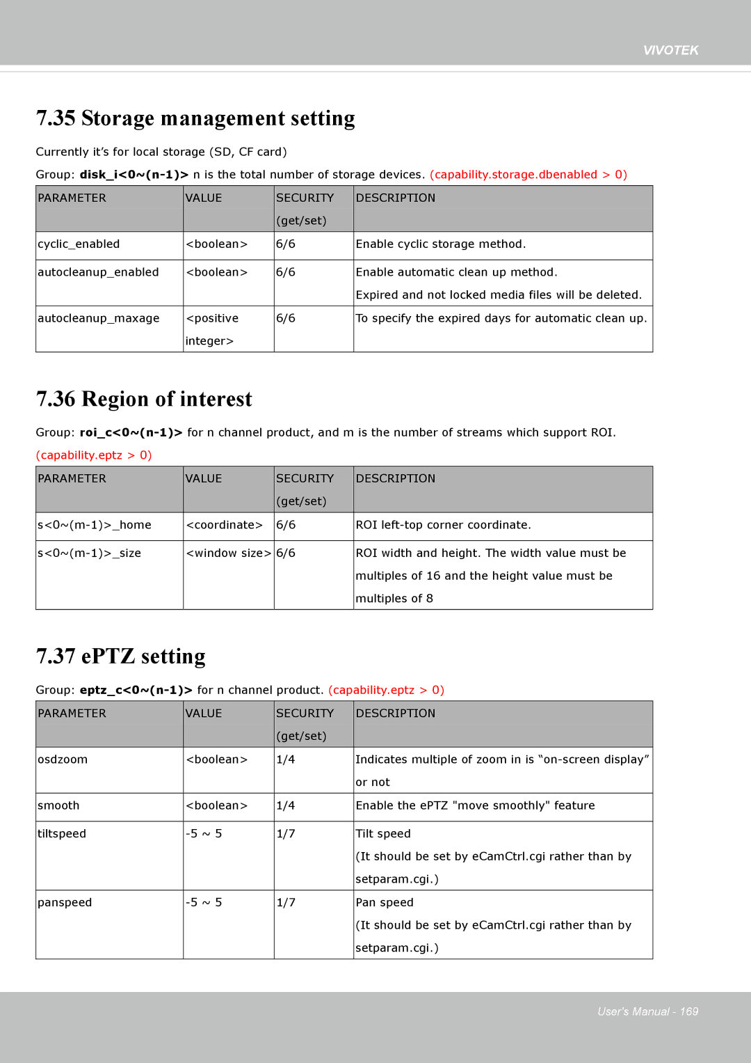 Vivotek IP8162 manual Storage management setting, Region of interest, EPTZ setting 