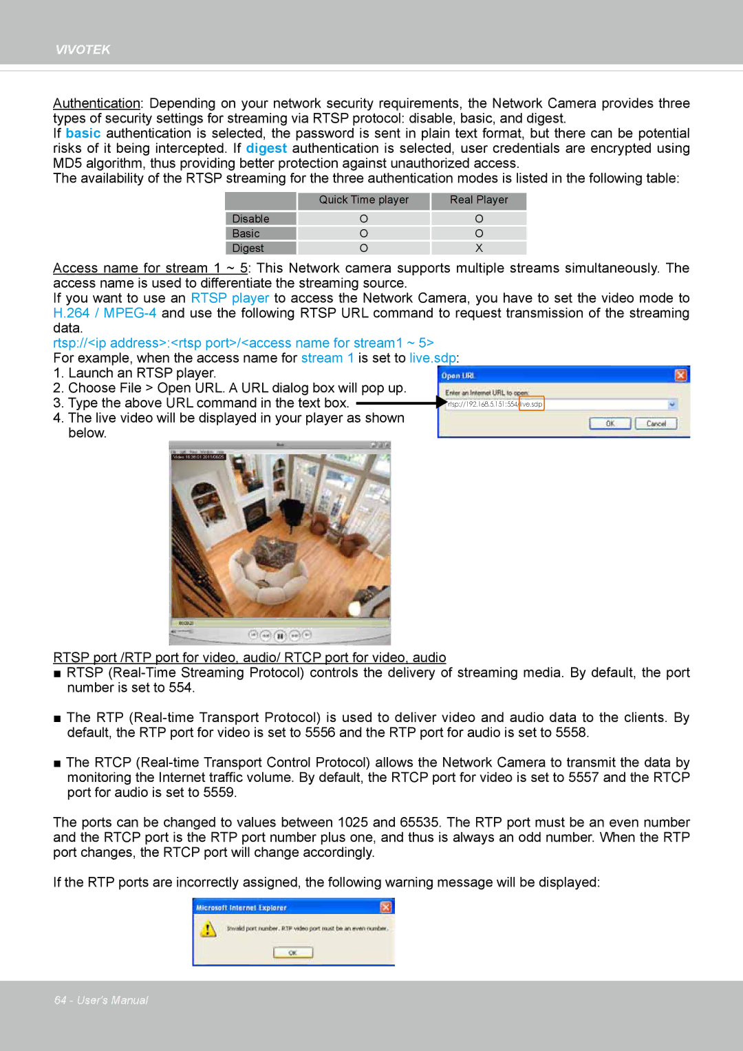 Vivotek IP8162 manual Disable Basic Digest 