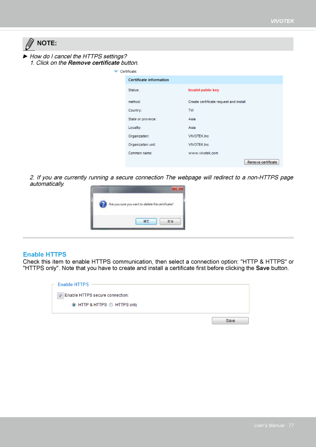 Vivotek IP8162 manual Enable Https 