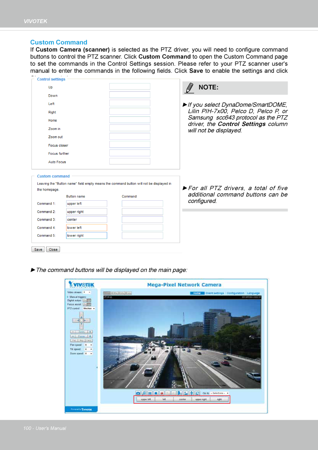 Vivotek IP8172, 72P user manual Custom Command 