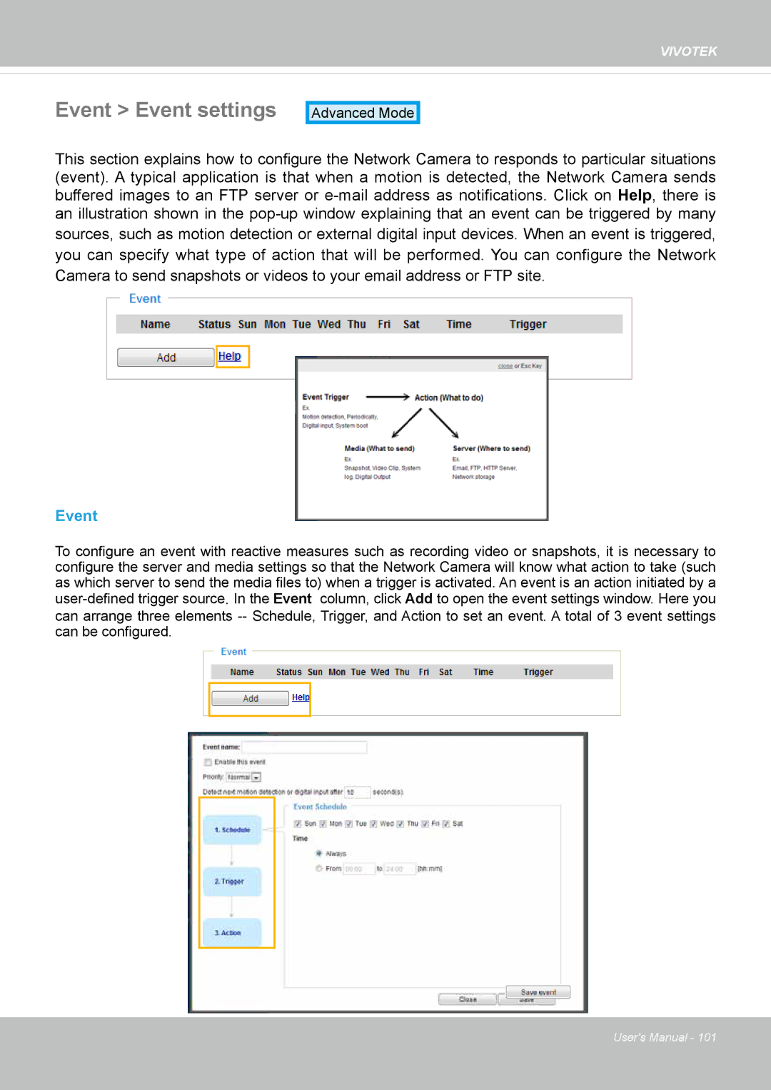 Vivotek 72P, IP8172 user manual Event Event settings 