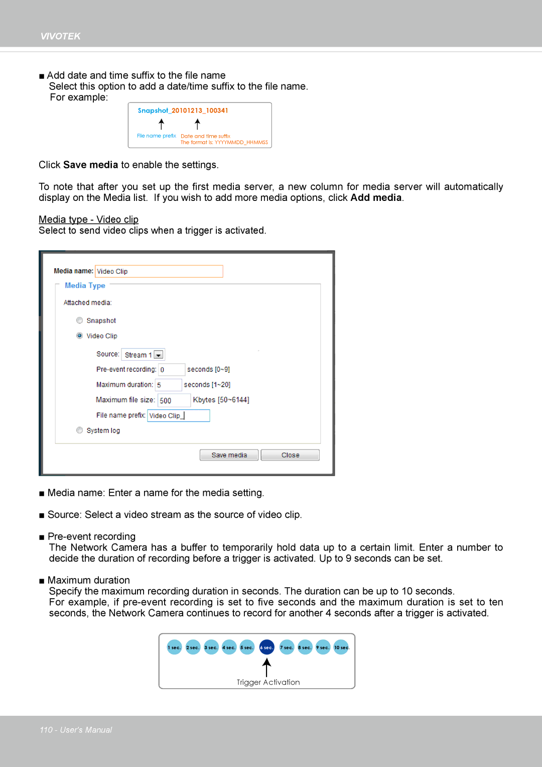 Vivotek IP8172, 72P user manual Trigger Activation 