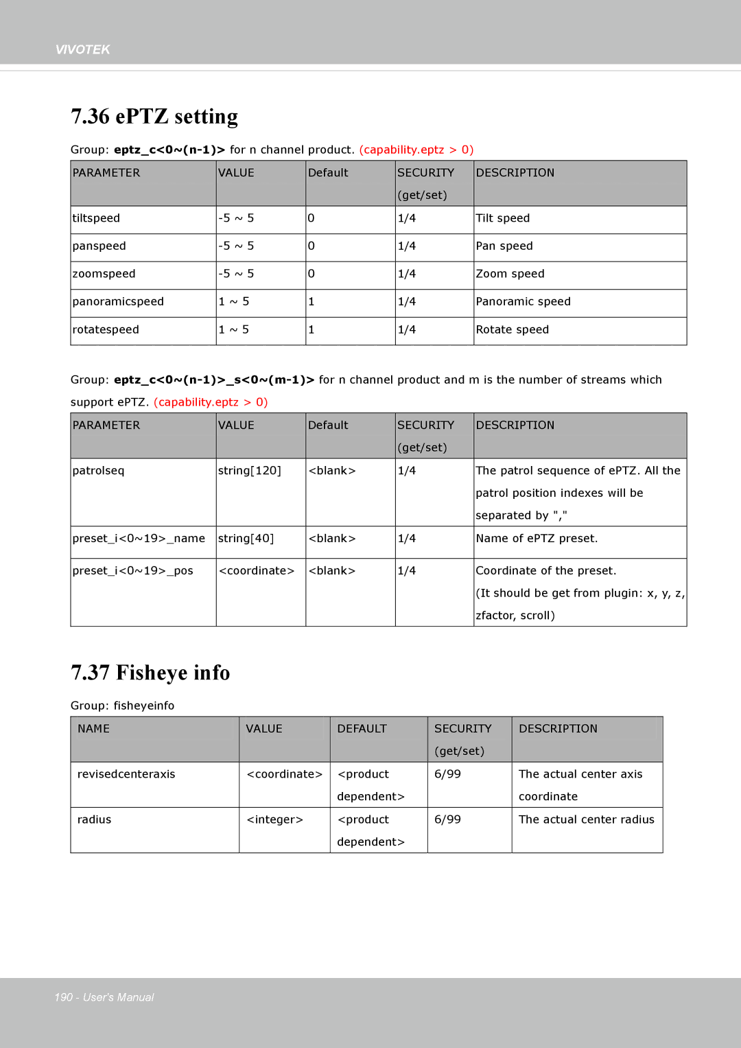 Vivotek IP8172, 72P user manual EPTZ setting, Fisheye info 