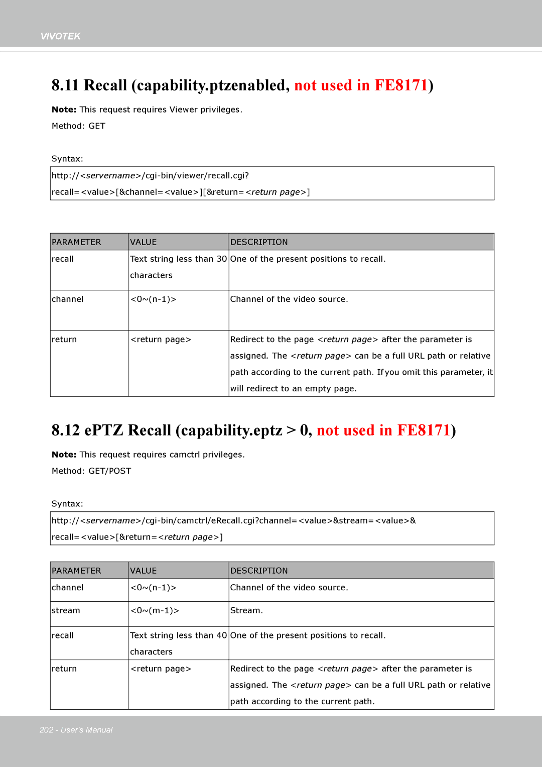 Vivotek IP8172, 72P Recall capability.ptzenabled, not used in FE8171, EPTZ Recall capability.eptz 0, not used in FE8171 