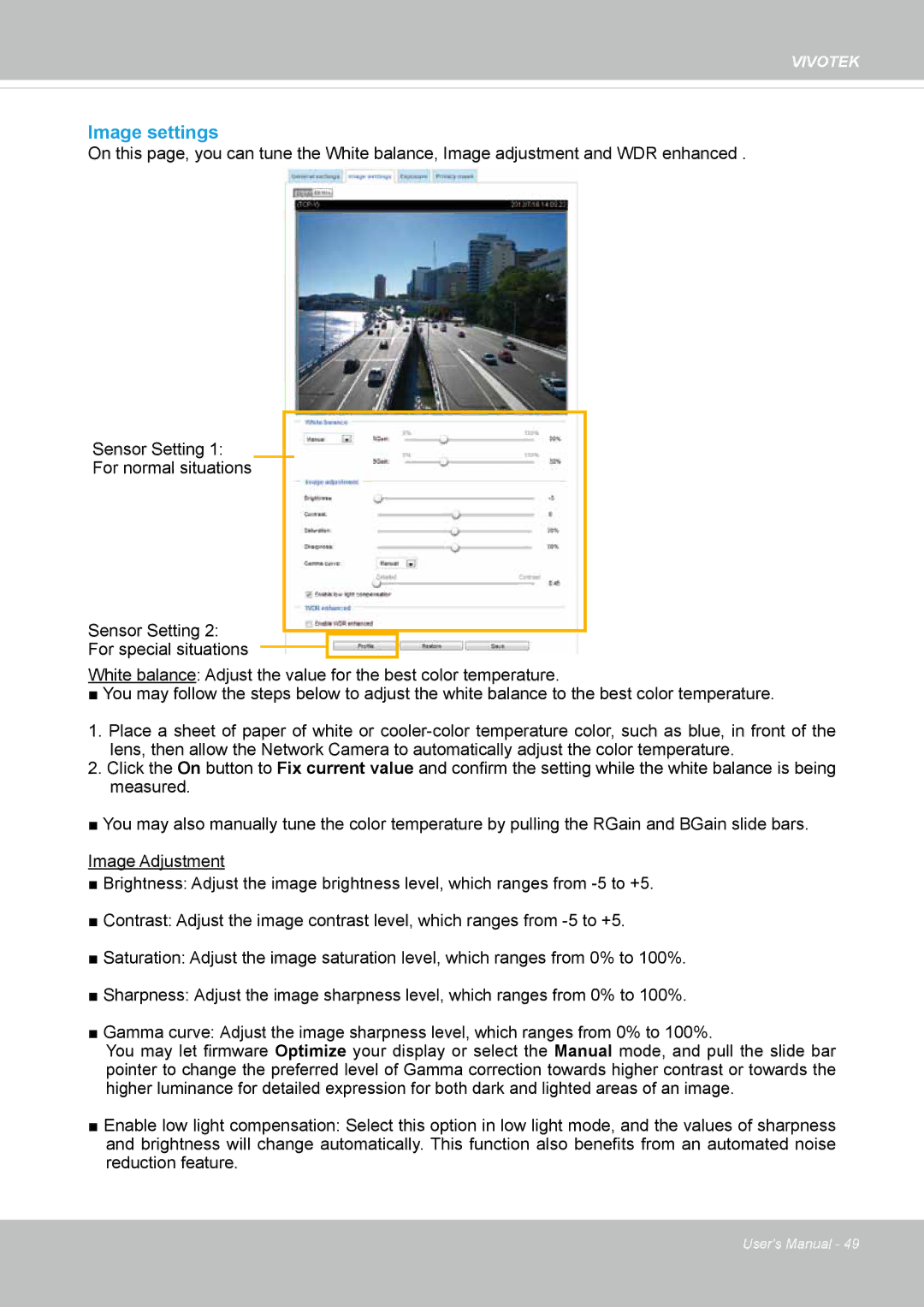 Vivotek 72P, IP8172 user manual Image settings 